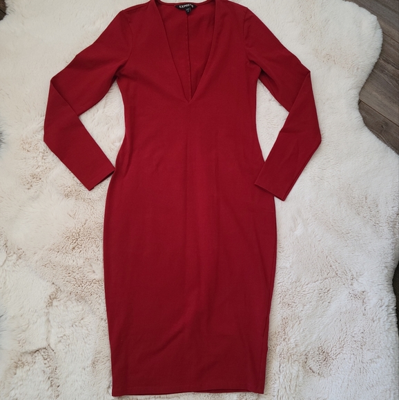 Express strechy cotton dress size US S burgundy - Picture 1 of 4